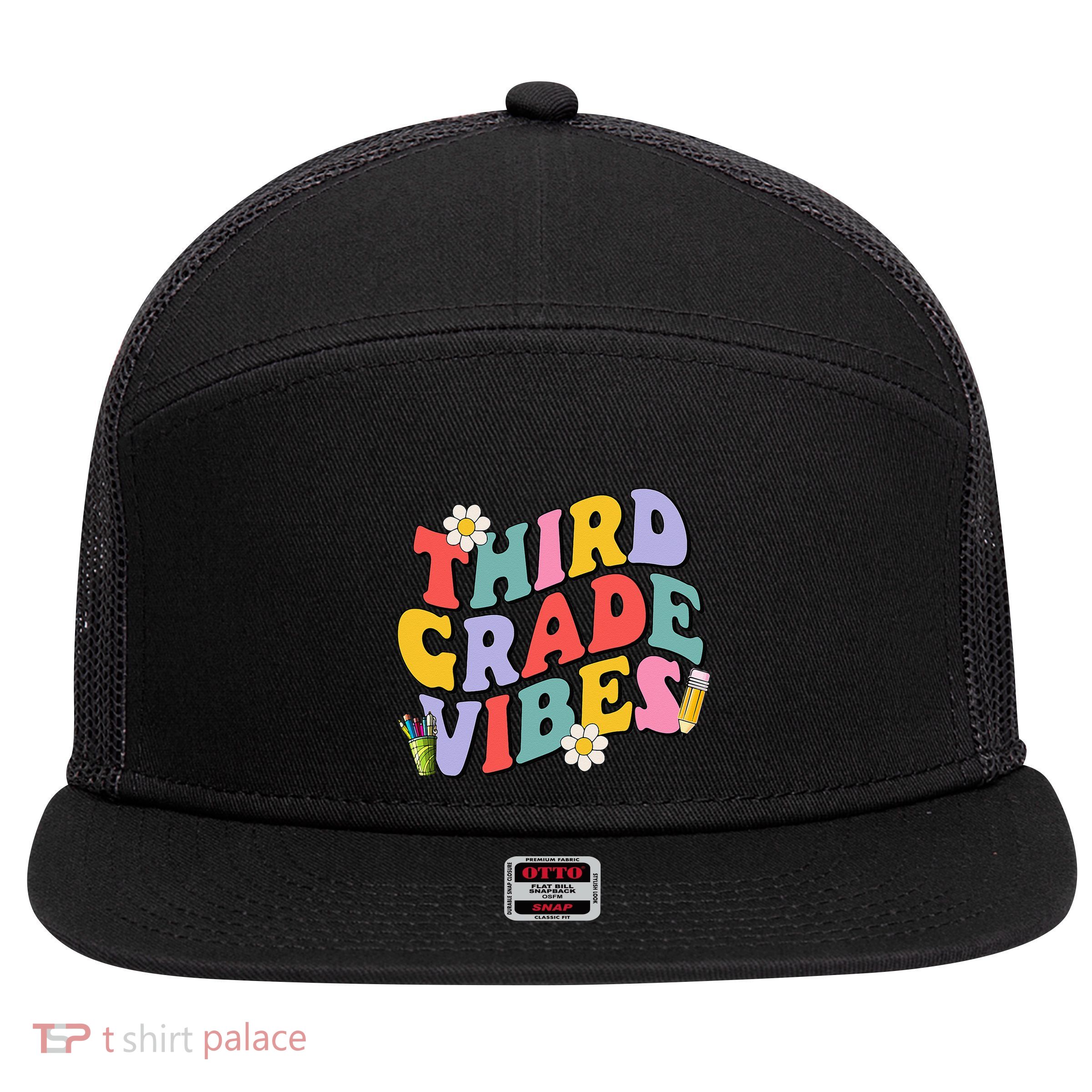 Third Grade Vibes Back To School 3rd Grade Team 1st Day 7 Panel Mesh Trucker Snapback Hat
