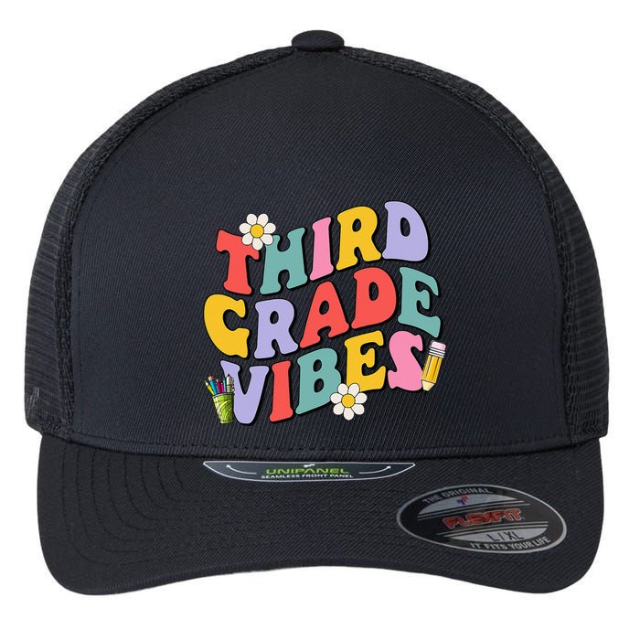 Third Grade Vibes Back To School 3rd Grade Team 1st Day Flexfit Unipanel Trucker Cap