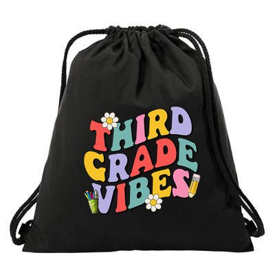 Third Grade Vibes Back To School 3rd Grade Team 1st Day Drawstring Bag