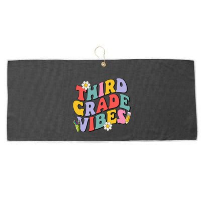 Third Grade Vibes Back To School 3rd Grade Team 1st Day Large Microfiber Waffle Golf Towel