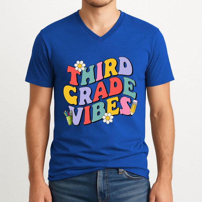 Third Grade Vibes Back To School 3rd Grade Team 1st Day V-Neck T-Shirt