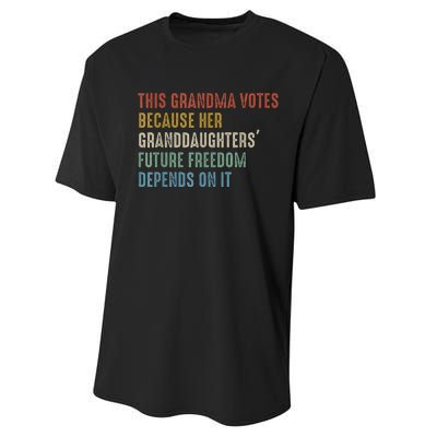 This Grandma Votes Because Her Granddaughters Future Freedom Performance Sprint T-Shirt