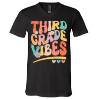 Third Grade Vibes Back To School 3rd Grade Teacher V-Neck T-Shirt