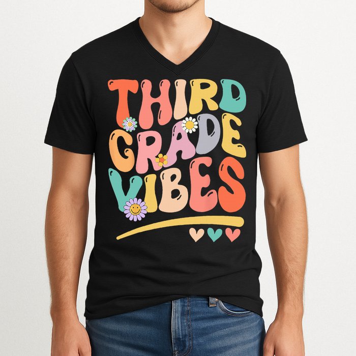 Third Grade Vibes Back To School 3rd Grade Teacher V-Neck T-Shirt