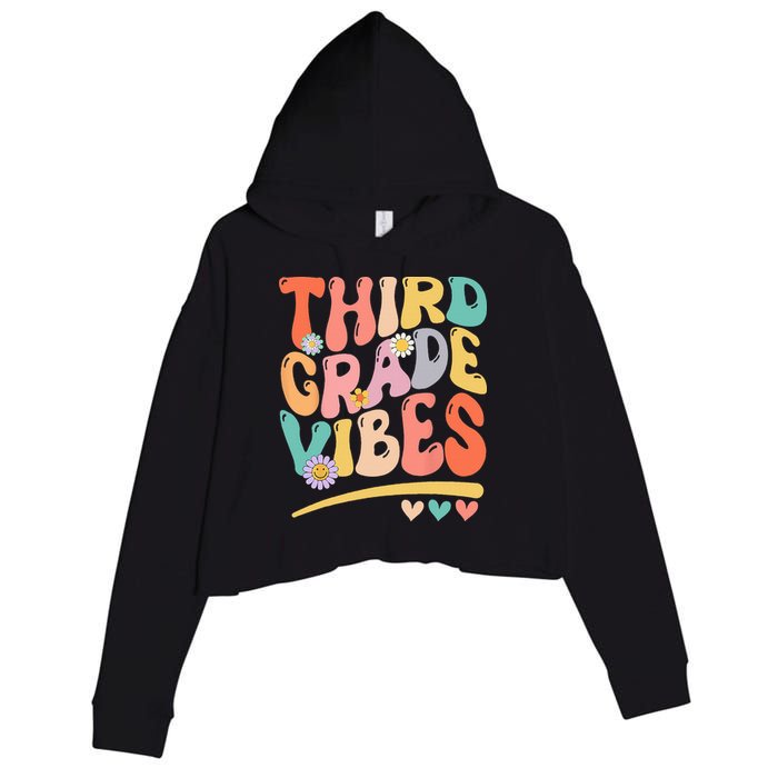 Third Grade Vibes Back To School 3rd Grade Teacher Crop Fleece Hoodie