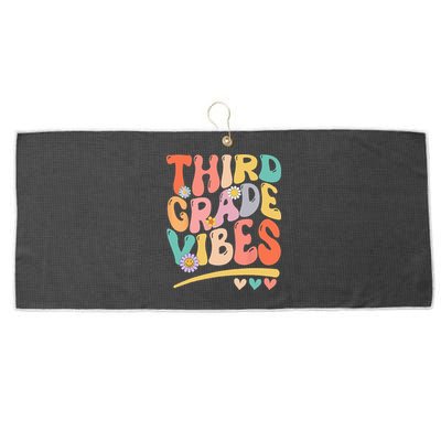 Third Grade Vibes Back To School 3rd Grade Teacher Large Microfiber Waffle Golf Towel