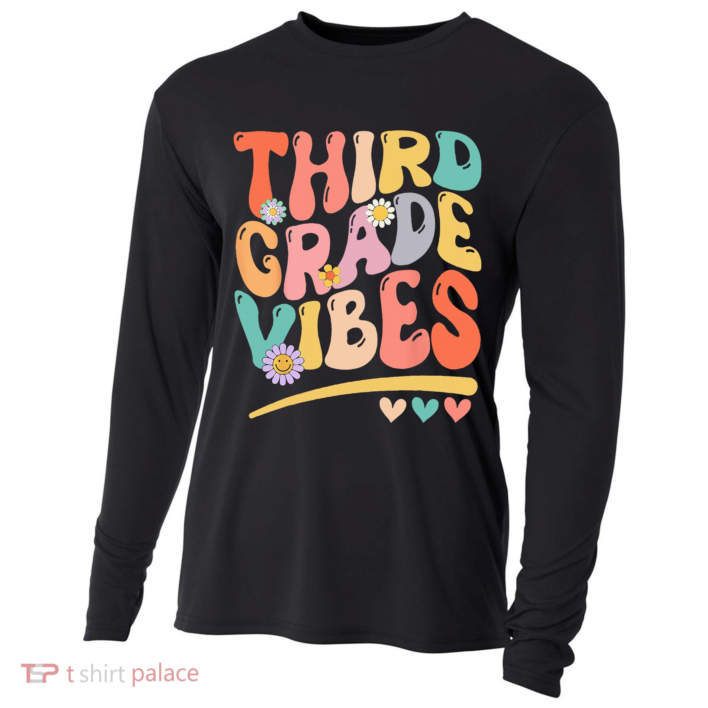 Third Grade Vibes Back To School 3rd Grade Teacher Cooling Performance Long Sleeve Crew
