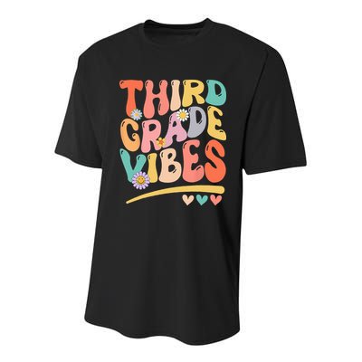 Third Grade Vibes Back To School 3rd Grade Teacher Youth Performance Sprint T-Shirt