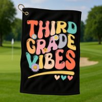 Third Grade Vibes Back To School 3rd Grade Teacher Golf Towel