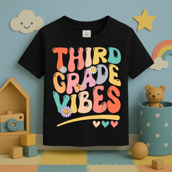Third Grade Vibes Back To School 3rd Grade Teacher Toddler T-Shirt