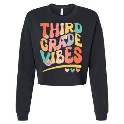 Third Grade Vibes Back To School 3rd Grade Teacher Cropped Pullover Crew