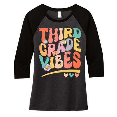 Third Grade Vibes Back To School 3rd Grade Teacher Women's Tri-Blend 3/4-Sleeve Raglan Shirt