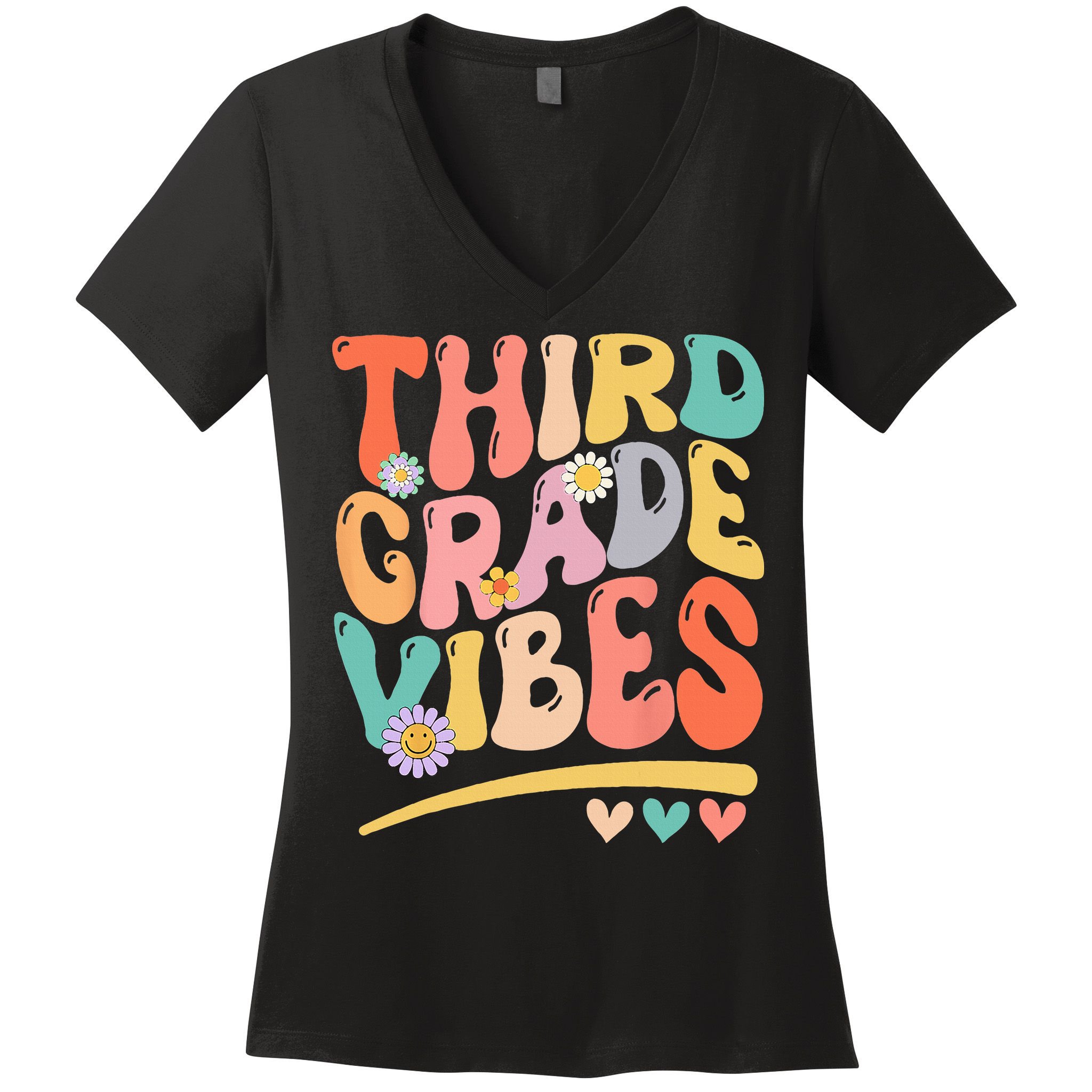 Third Grade Vibes Back To School 3rd Grade Teacher Women's V-Neck T-Shirt