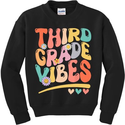 Third Grade Vibes Back To School 3rd Grade Teacher Kids Sweatshirt