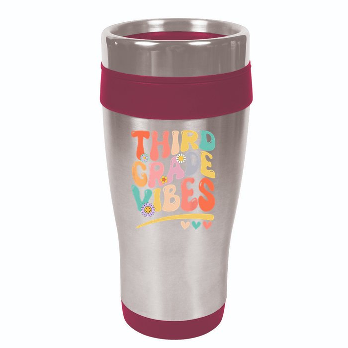 Third Grade Vibes Back To School 3rd Grade Teacher 16oz Travel Tumbler