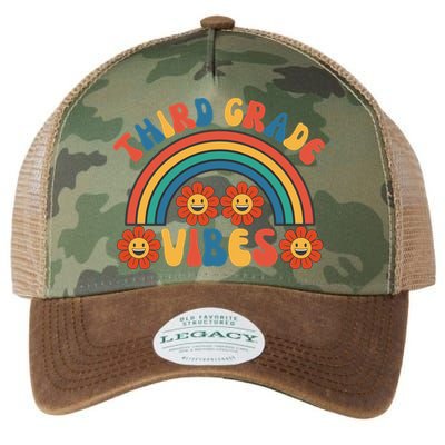 Third Grade Vibes Retro Groovy Third First Day Of School Legacy Tie Dye Trucker Hat