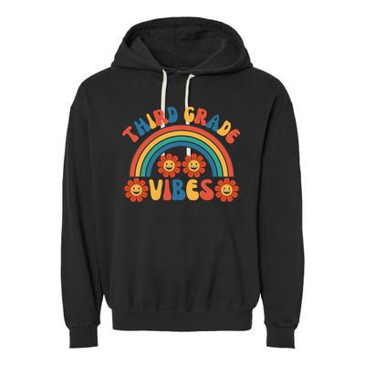 Third Grade Vibes Retro Groovy Third First Day Of School Garment-Dyed Fleece Hoodie