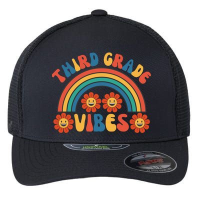 Third Grade Vibes Retro Groovy Third First Day Of School Flexfit Unipanel Trucker Cap