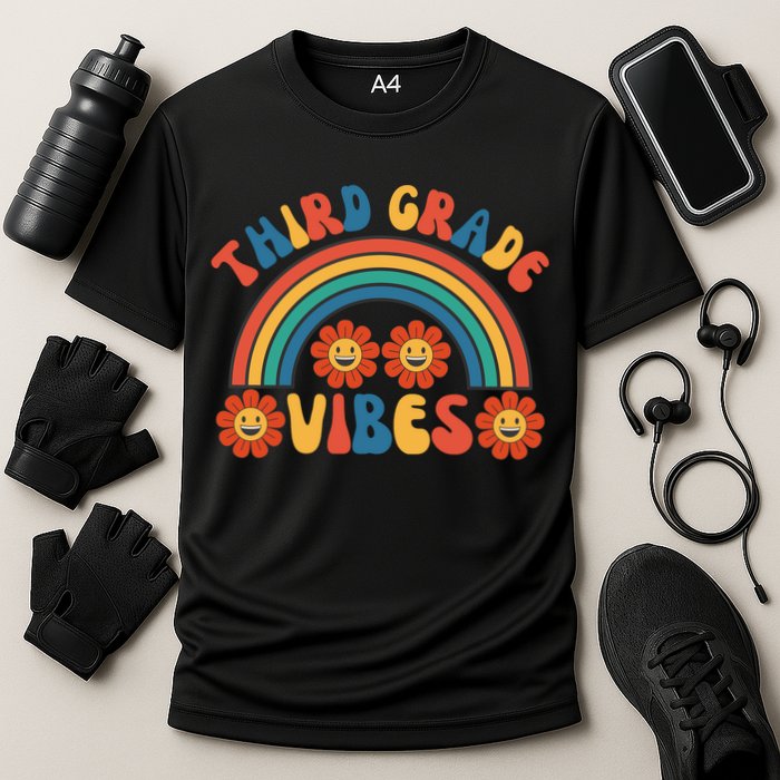 Third Grade Vibes Retro Groovy Third First Day Of School Performance Shirt