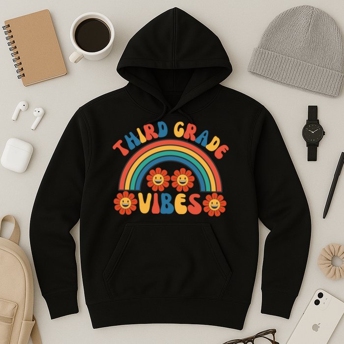 Third Grade Vibes Retro Groovy Third First Day Of School Hoodie