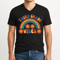 Third Grade Vibes Retro Groovy Third First Day Of School V-Neck T-Shirt