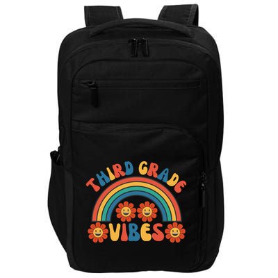 Third Grade Vibes Retro Groovy Third First Day Of School Impact Tech Backpack