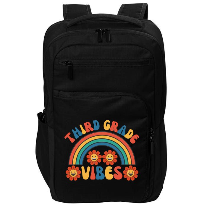 Third Grade Vibes Retro Groovy Third First Day Of School Impact Tech Backpack