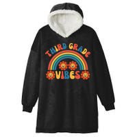 Third Grade Vibes Retro Groovy Third First Day Of School Hooded Wearable Blanket