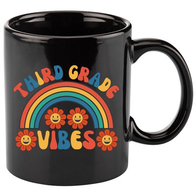 Third Grade Vibes Retro Groovy Third First Day Of School 11oz C Handle Ceramic Mug