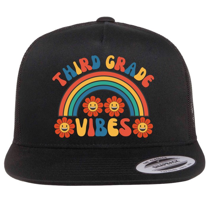 Third Grade Vibes Retro Groovy Third First Day Of School Flatbill Hat