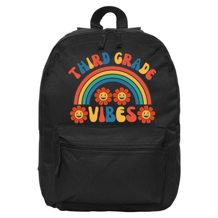 Third Grade Vibes Retro Groovy Third First Day Of School 16 in Basic Backpack