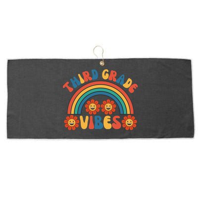 Third Grade Vibes Retro Groovy Third First Day Of School Large Microfiber Waffle Golf Towel