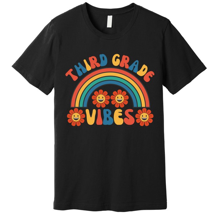 Third Grade Vibes Retro Groovy Third First Day Of School Premium T-Shirt