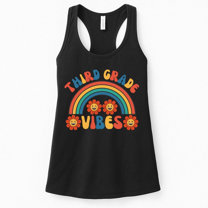 Third Grade Vibes Retro Groovy Third First Day Of School Womens Tank Top