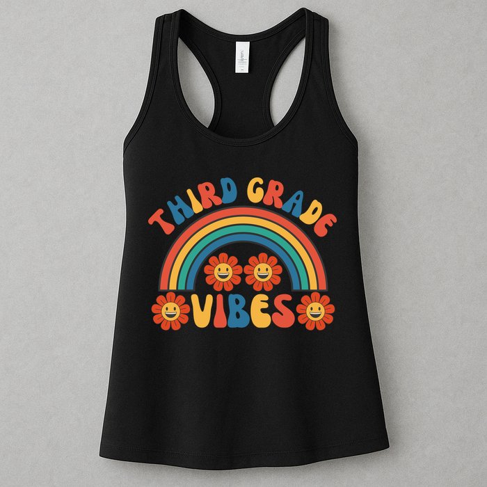 Third Grade Vibes Retro Groovy Third First Day Of School Womens Tank Top