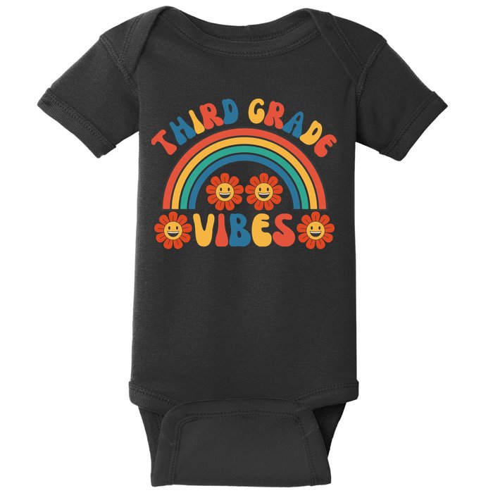 Third Grade Vibes Retro Groovy Third First Day Of School Baby Bodysuit