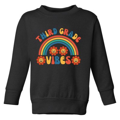 Third Grade Vibes Retro Groovy Third First Day Of School Toddler Sweatshirt