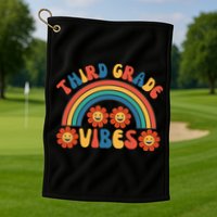 Third Grade Vibes Retro Groovy Third First Day Of School Golf Towel