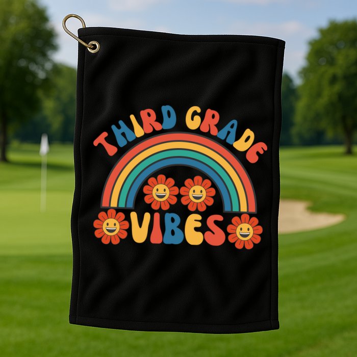 Third Grade Vibes Retro Groovy Third First Day Of School Golf Towel