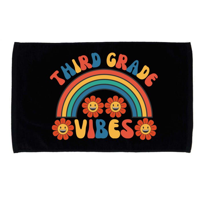Third Grade Vibes Retro Groovy Third First Day Of School Microfiber Hand Towel