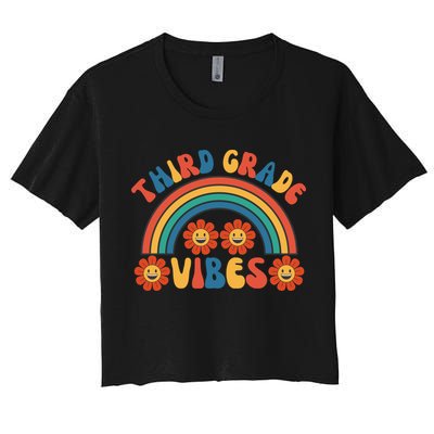 Third Grade Vibes Retro Groovy Third First Day Of School Crop Top