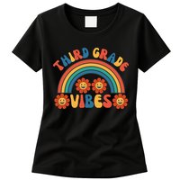 Third Grade Vibes Retro Groovy Third First Day Of School Womens T-Shirt