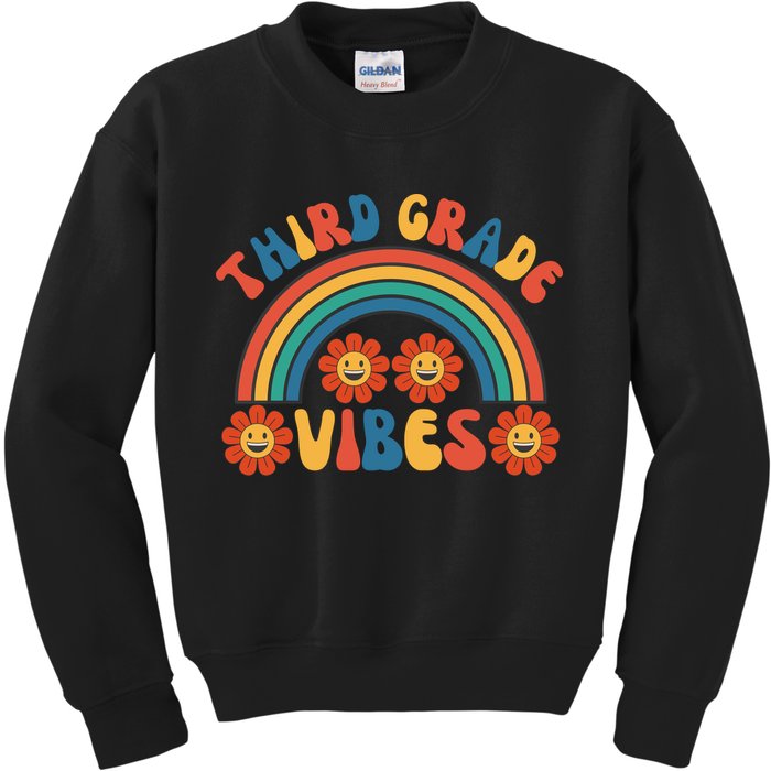 Third Grade Vibes Retro Groovy Third First Day Of School Kids Sweatshirt