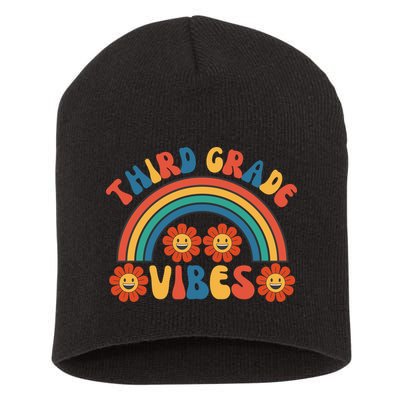 Third Grade Vibes Retro Groovy Third First Day Of School Short Acrylic Beanie