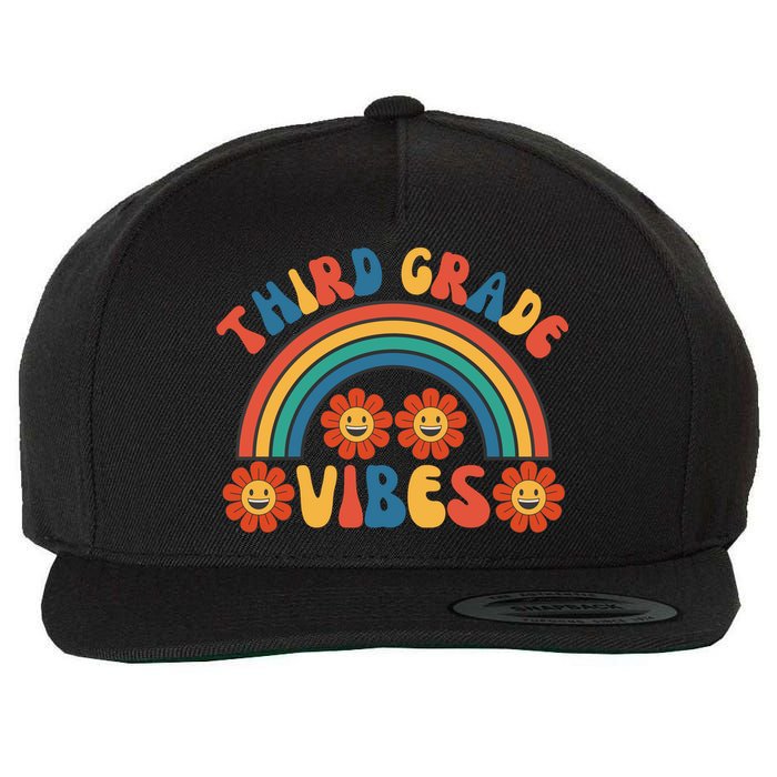 Third Grade Vibes Retro Groovy Third First Day Of School Wool Snapback Cap
