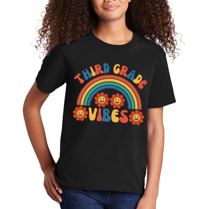 Third Grade Vibes Retro Groovy Third First Day Of School Kids T-Shirt