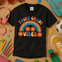 Third Grade Vibes Retro Groovy Third First Day Of School Kids T-Shirt