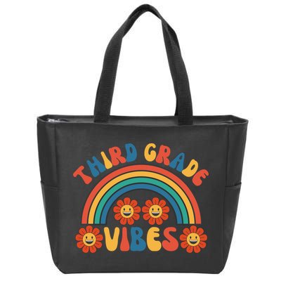 Third Grade Vibes Retro Groovy Third First Day Of School Zip Tote Bag
