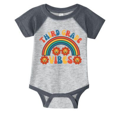 Third Grade Vibes Retro Groovy Third First Day Of School Infant Baby Jersey Bodysuit