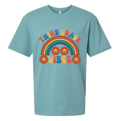 Third Grade Vibes Retro Groovy Third First Day Of School Sueded Cloud Jersey T-Shirt